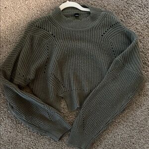 Women’s Olive Green Cropped Knit Sweater